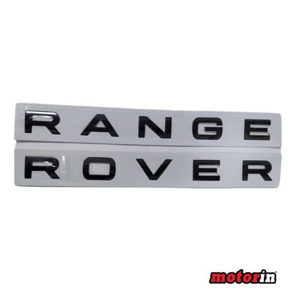 Legenda Dianteira ou Traseira em Relevo “Range Rover” Preto Brilhante