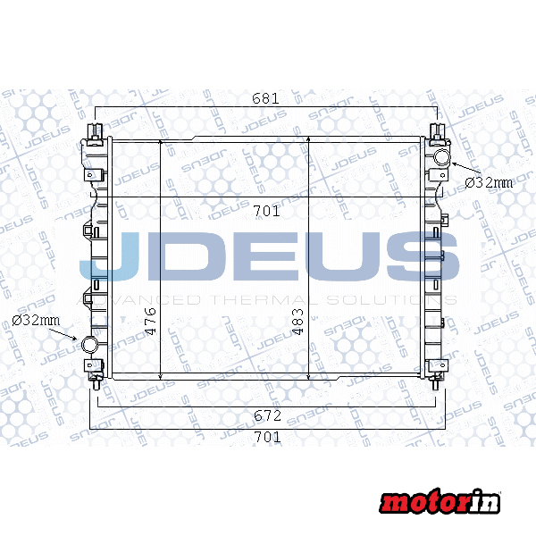 Radiador de Arrefecimento do Motor “JDEUS” Land Rover Freelander 1 (613x458x32mm)