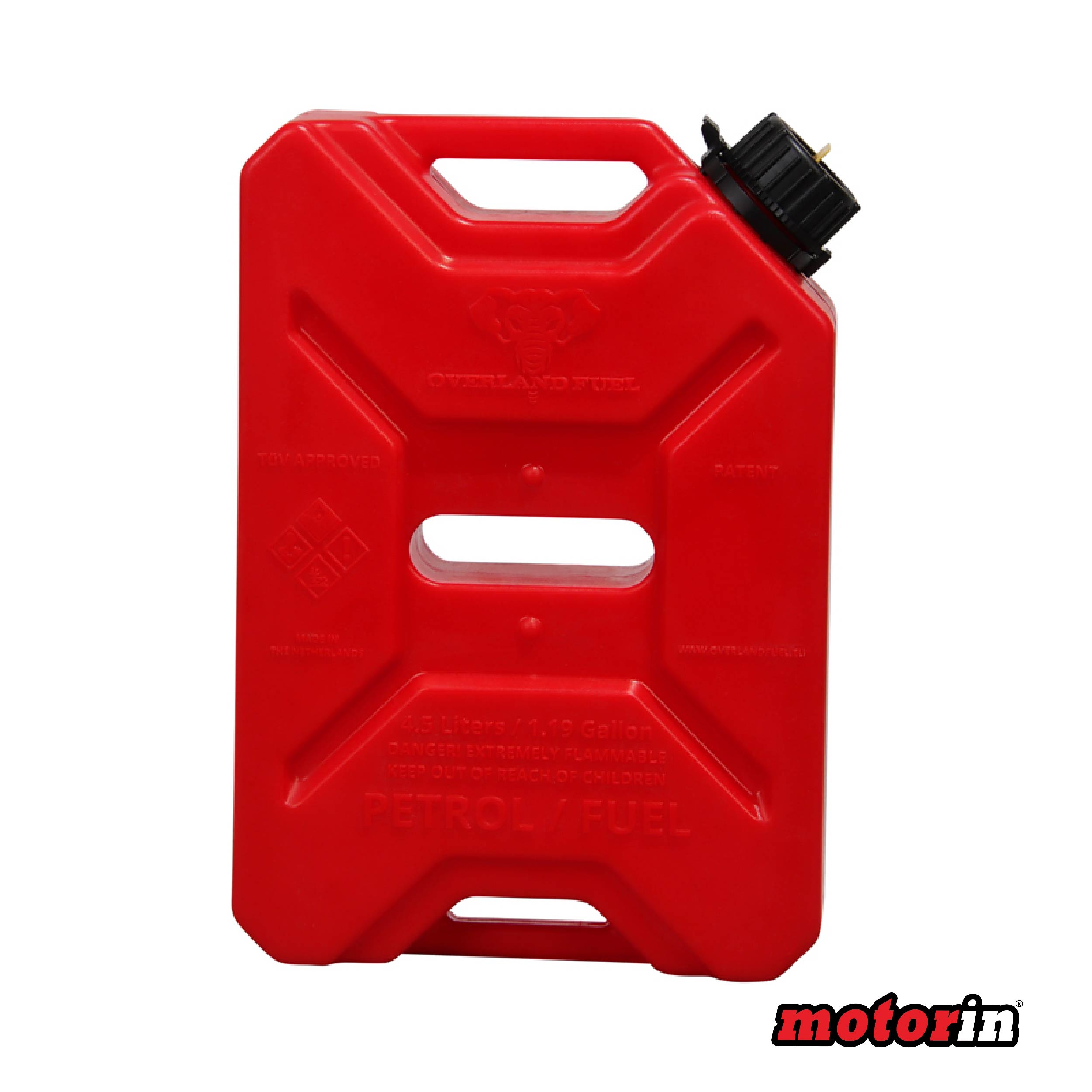 Jerrycan HD de Combustível em Vermelho "Overland Fuel" 4.5 L - Garantia Vitalícia