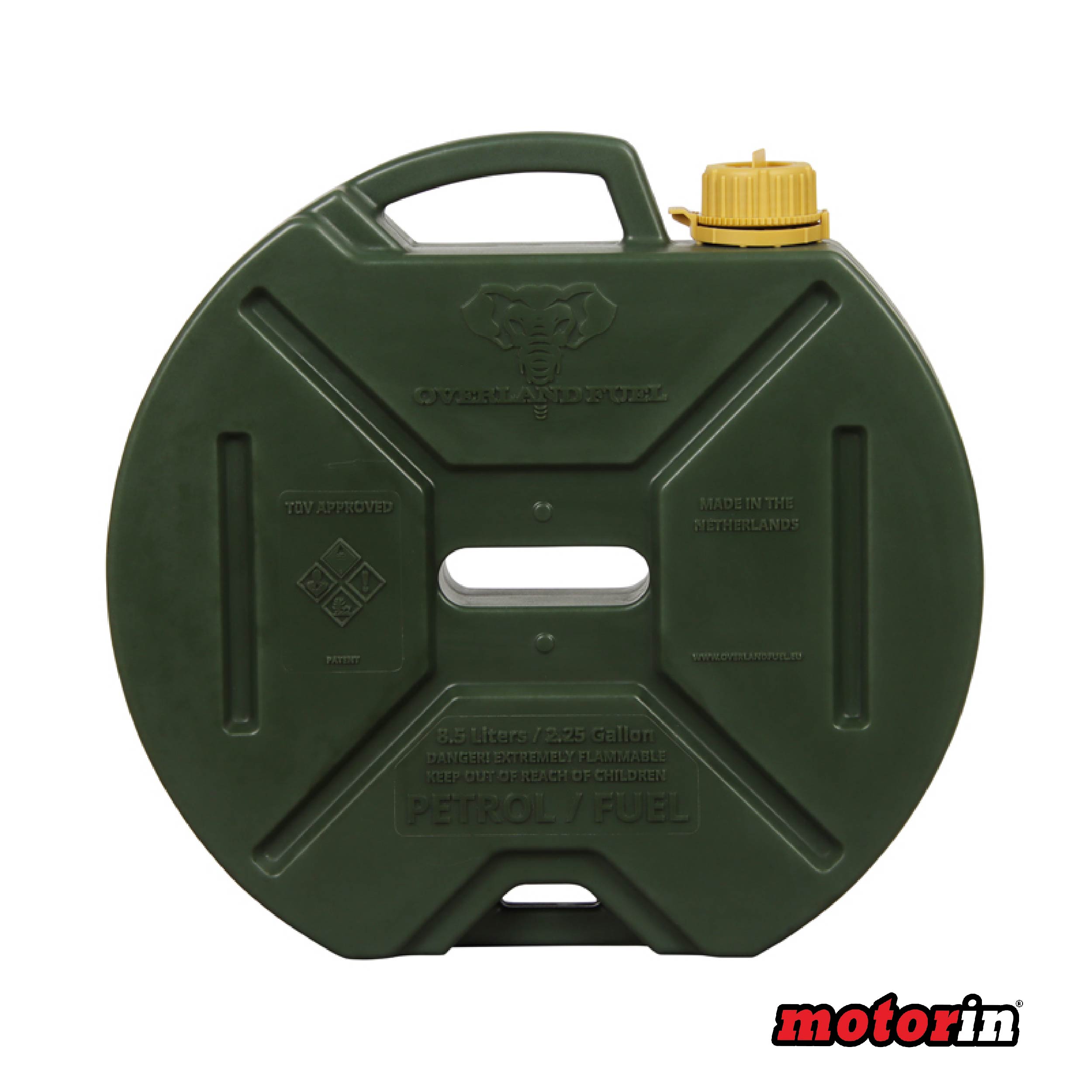 Jerrycan HD de Combustível em Verde Militar "Overland Fuel" 8.5 L - Garantia Vitalícia