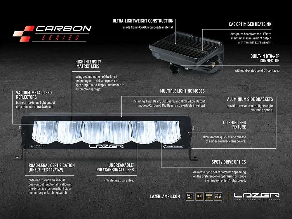 Barra de LED "Lazer Lamps" Carbon-6 Drive (Yellow Dip Mode) - Image 7