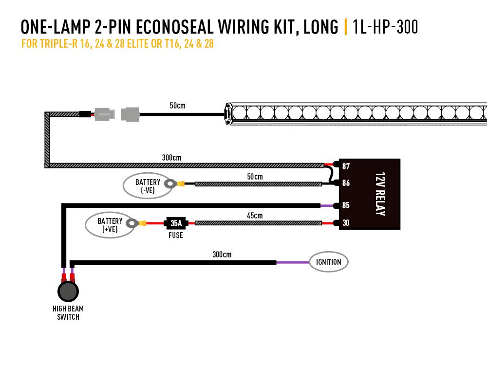 Kit Cablagem de 1 Farol ou Barra Led "Lazer Lamps" 2-Pinos, Econoseal, 12V - Image 3
